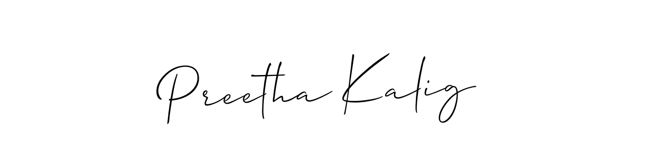 How to Draw Preetha Kalig signature style? Allison_Script is a latest design signature styles for name Preetha Kalig. Preetha Kalig signature style 2 images and pictures png