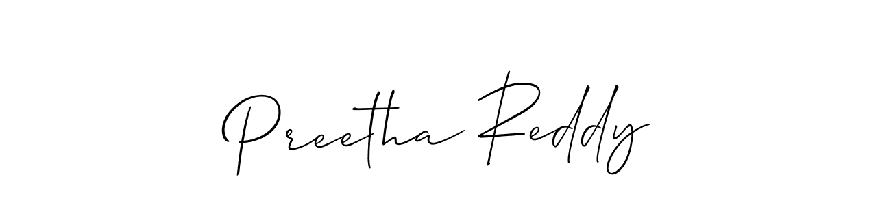 Allison_Script is a professional signature style that is perfect for those who want to add a touch of class to their signature. It is also a great choice for those who want to make their signature more unique. Get Preetha Reddy name to fancy signature for free. Preetha Reddy signature style 2 images and pictures png