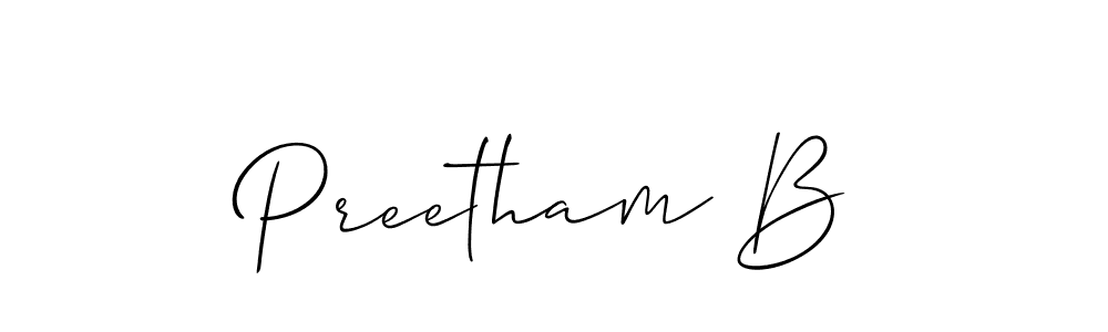 Also You can easily find your signature by using the search form. We will create Preetham B name handwritten signature images for you free of cost using Allison_Script sign style. Preetham B signature style 2 images and pictures png