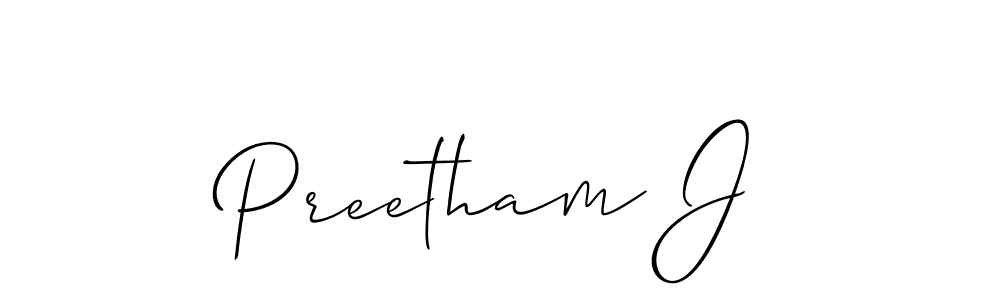 if you are searching for the best signature style for your name Preetham J. so please give up your signature search. here we have designed multiple signature styles  using Allison_Script. Preetham J signature style 2 images and pictures png