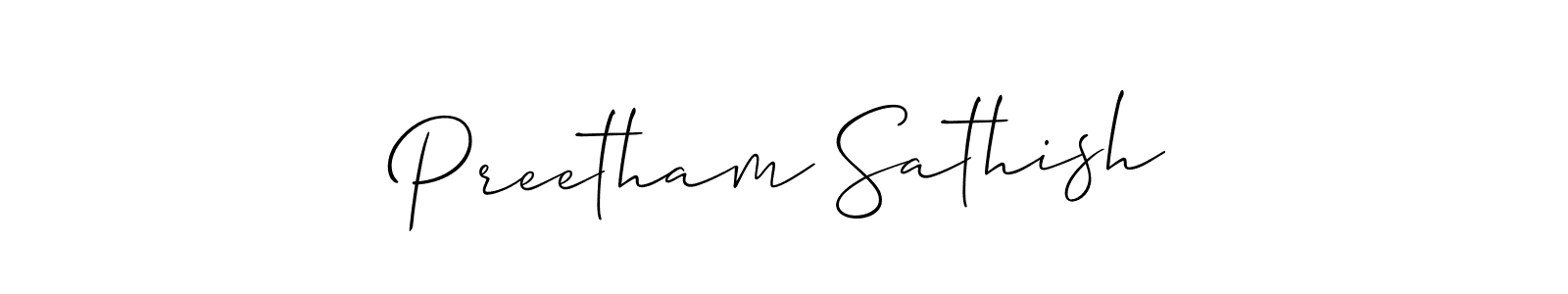 Make a short Preetham Sathish signature style. Manage your documents anywhere anytime using Allison_Script. Create and add eSignatures, submit forms, share and send files easily. Preetham Sathish signature style 2 images and pictures png