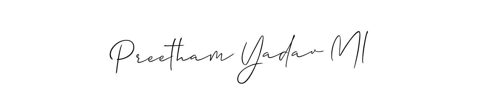 Also we have Preetham Yadav Ml name is the best signature style. Create professional handwritten signature collection using Allison_Script autograph style. Preetham Yadav Ml signature style 2 images and pictures png