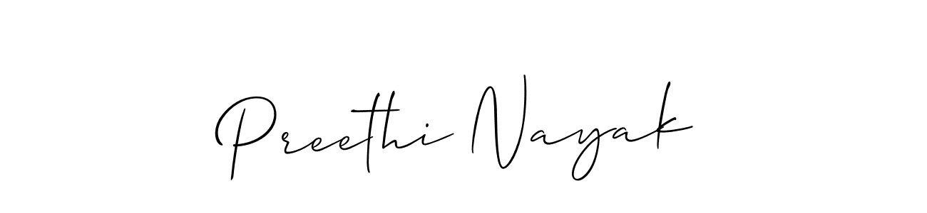 The best way (Allison_Script) to make a short signature is to pick only two or three words in your name. The name Preethi Nayak include a total of six letters. For converting this name. Preethi Nayak signature style 2 images and pictures png