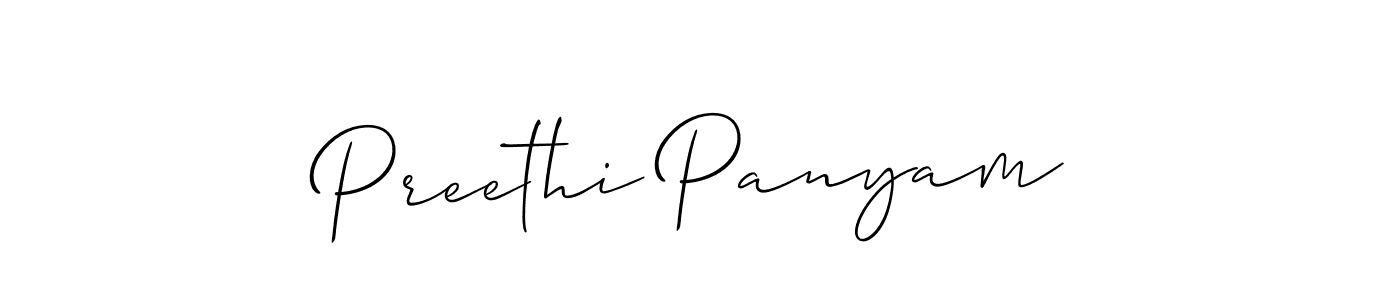 You should practise on your own different ways (Allison_Script) to write your name (Preethi Panyam) in signature. don't let someone else do it for you. Preethi Panyam signature style 2 images and pictures png