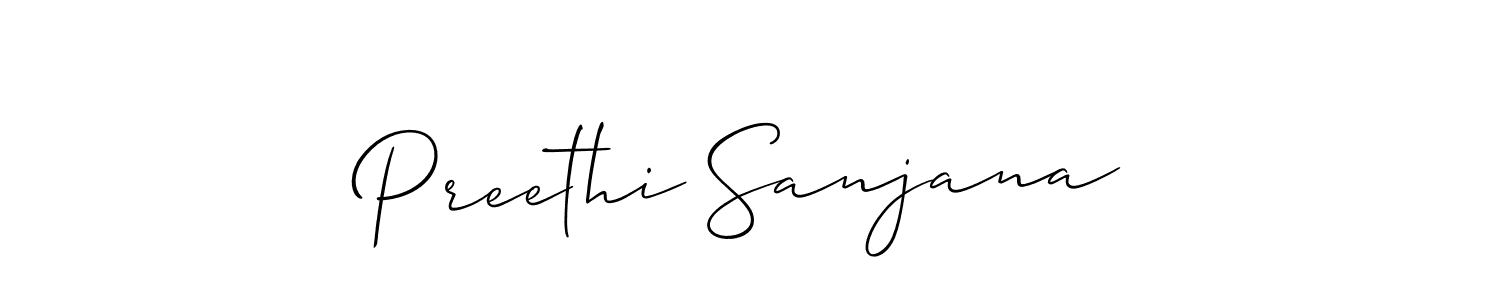 if you are searching for the best signature style for your name Preethi Sanjana. so please give up your signature search. here we have designed multiple signature styles  using Allison_Script. Preethi Sanjana signature style 2 images and pictures png