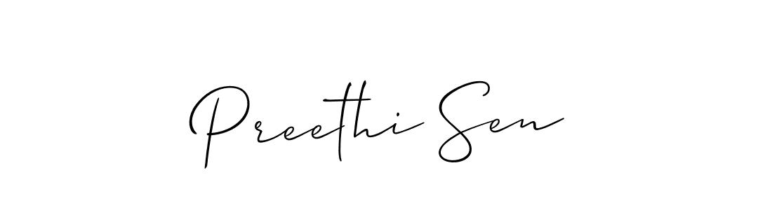 Allison_Script is a professional signature style that is perfect for those who want to add a touch of class to their signature. It is also a great choice for those who want to make their signature more unique. Get Preethi Sen name to fancy signature for free. Preethi Sen signature style 2 images and pictures png