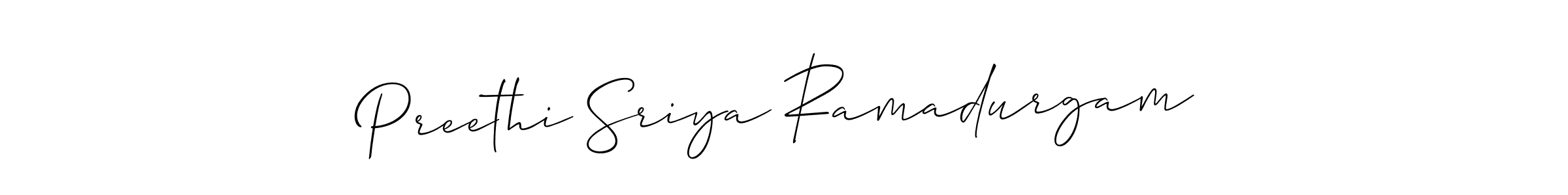 Also You can easily find your signature by using the search form. We will create Preethi Sriya Ramadurgam name handwritten signature images for you free of cost using Allison_Script sign style. Preethi Sriya Ramadurgam signature style 2 images and pictures png