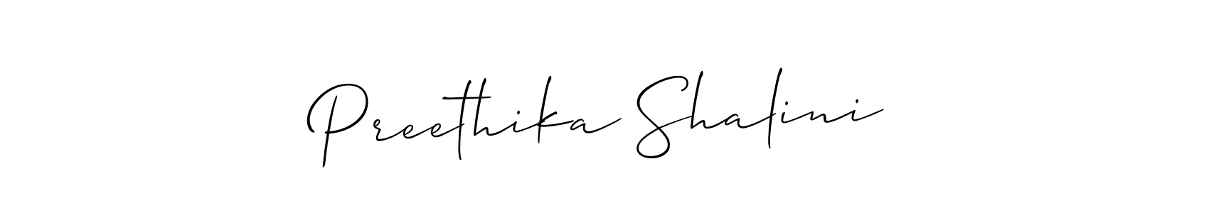 Use a signature maker to create a handwritten signature online. With this signature software, you can design (Allison_Script) your own signature for name Preethika Shalini. Preethika Shalini signature style 2 images and pictures png