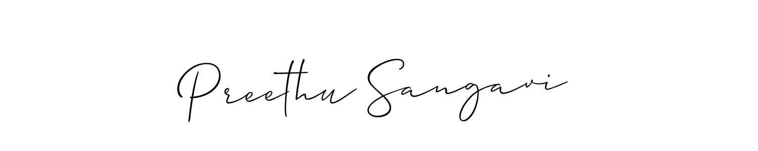 Make a beautiful signature design for name Preethu Sangavi. With this signature (Allison_Script) style, you can create a handwritten signature for free. Preethu Sangavi signature style 2 images and pictures png