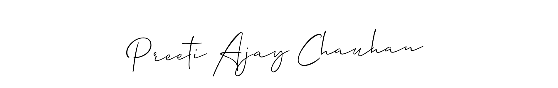 Use a signature maker to create a handwritten signature online. With this signature software, you can design (Allison_Script) your own signature for name Preeti Ajay Chauhan. Preeti Ajay Chauhan signature style 2 images and pictures png