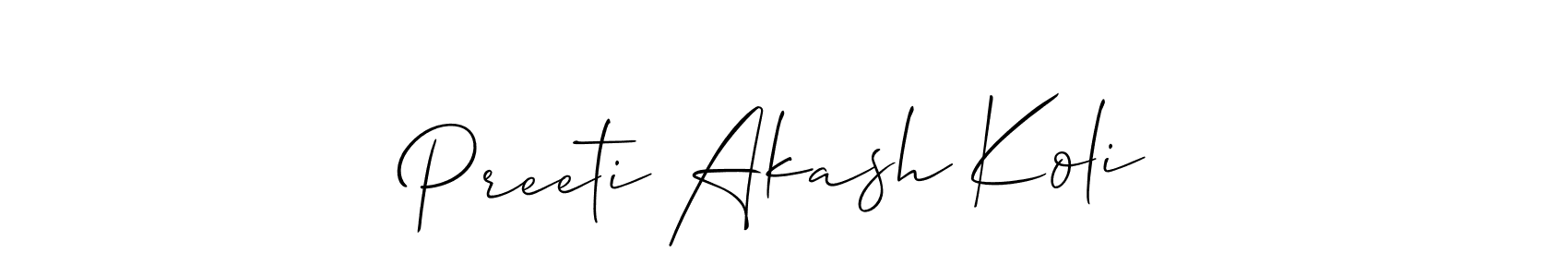 Design your own signature with our free online signature maker. With this signature software, you can create a handwritten (Allison_Script) signature for name Preeti Akash Koli. Preeti Akash Koli signature style 2 images and pictures png