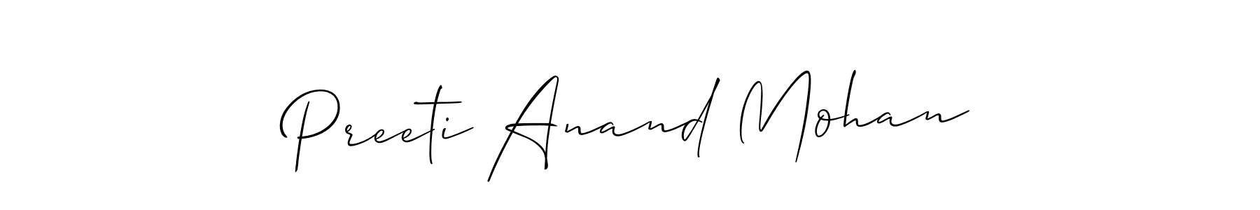 if you are searching for the best signature style for your name Preeti Anand Mohan. so please give up your signature search. here we have designed multiple signature styles  using Allison_Script. Preeti Anand Mohan signature style 2 images and pictures png