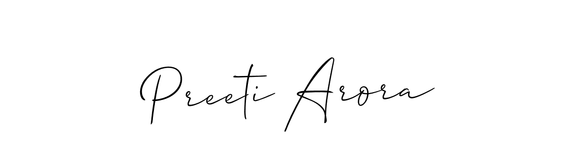 How to Draw Preeti Arora signature style? Allison_Script is a latest design signature styles for name Preeti Arora. Preeti Arora signature style 2 images and pictures png