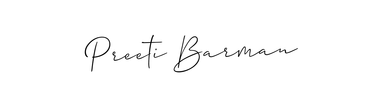 Allison_Script is a professional signature style that is perfect for those who want to add a touch of class to their signature. It is also a great choice for those who want to make their signature more unique. Get Preeti Barman name to fancy signature for free. Preeti Barman signature style 2 images and pictures png