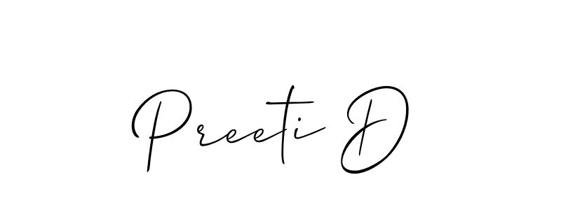 How to make Preeti D signature? Allison_Script is a professional autograph style. Create handwritten signature for Preeti D name. Preeti D signature style 2 images and pictures png