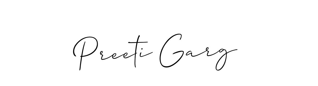 You should practise on your own different ways (Allison_Script) to write your name (Preeti Garg) in signature. don't let someone else do it for you. Preeti Garg signature style 2 images and pictures png