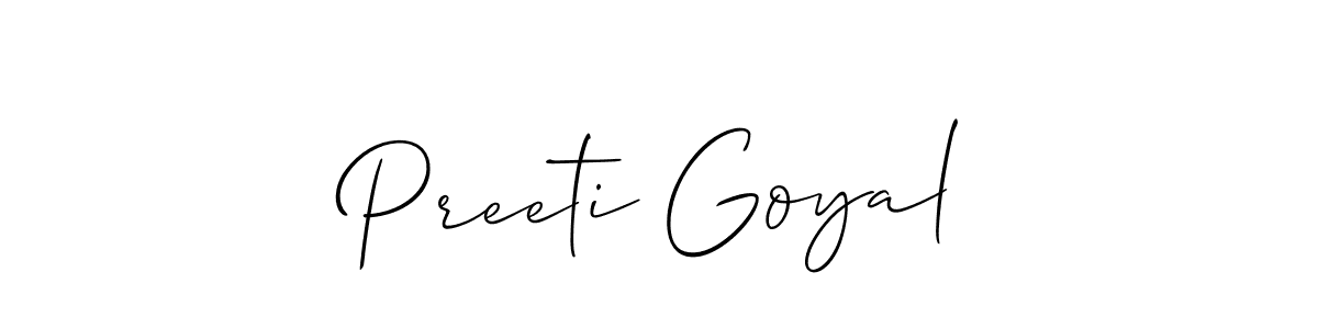 It looks lik you need a new signature style for name Preeti Goyal. Design unique handwritten (Allison_Script) signature with our free signature maker in just a few clicks. Preeti Goyal signature style 2 images and pictures png