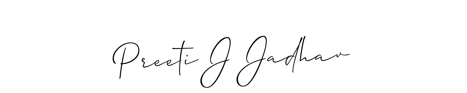 Similarly Allison_Script is the best handwritten signature design. Signature creator online .You can use it as an online autograph creator for name Preeti J Jadhav. Preeti J Jadhav signature style 2 images and pictures png