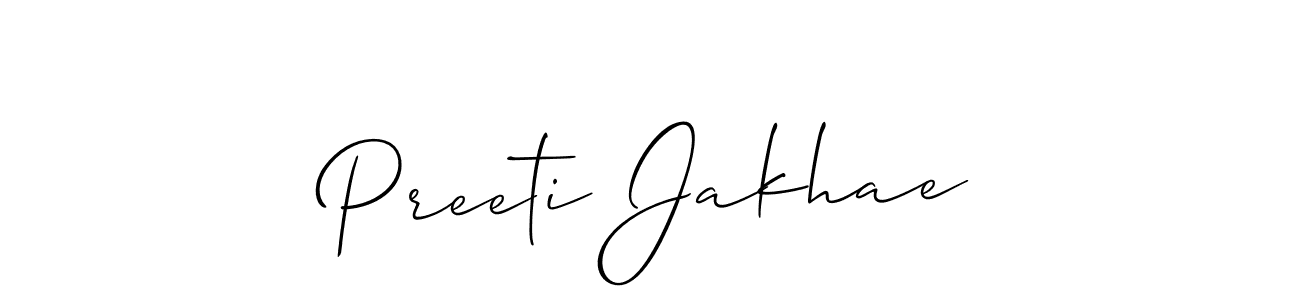 Allison_Script is a professional signature style that is perfect for those who want to add a touch of class to their signature. It is also a great choice for those who want to make their signature more unique. Get Preeti Jakhae name to fancy signature for free. Preeti Jakhae signature style 2 images and pictures png