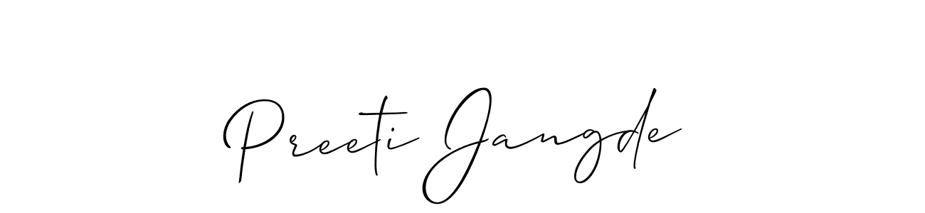 Make a short Preeti Jangde signature style. Manage your documents anywhere anytime using Allison_Script. Create and add eSignatures, submit forms, share and send files easily. Preeti Jangde signature style 2 images and pictures png