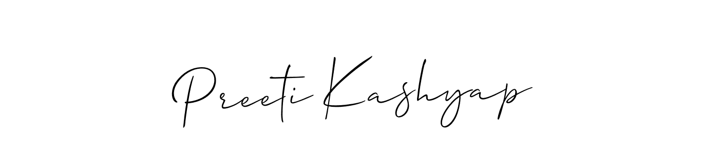 How to make Preeti Kashyap name signature. Use Allison_Script style for creating short signs online. This is the latest handwritten sign. Preeti Kashyap signature style 2 images and pictures png
