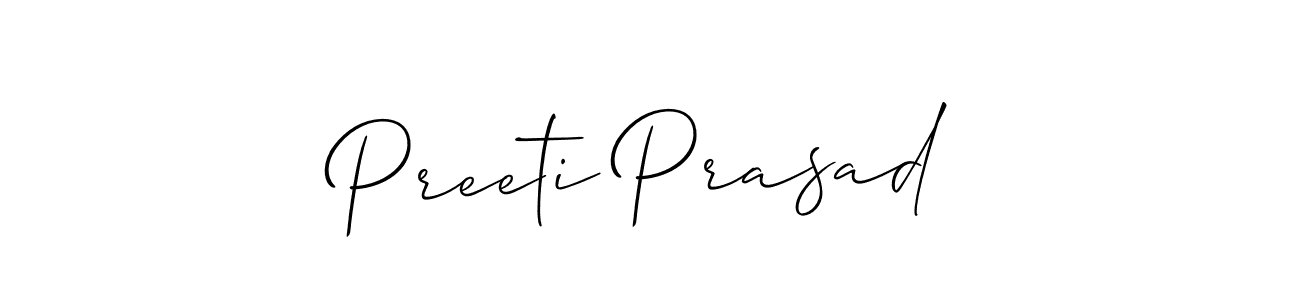 The best way (Allison_Script) to make a short signature is to pick only two or three words in your name. The name Preeti Prasad include a total of six letters. For converting this name. Preeti Prasad signature style 2 images and pictures png