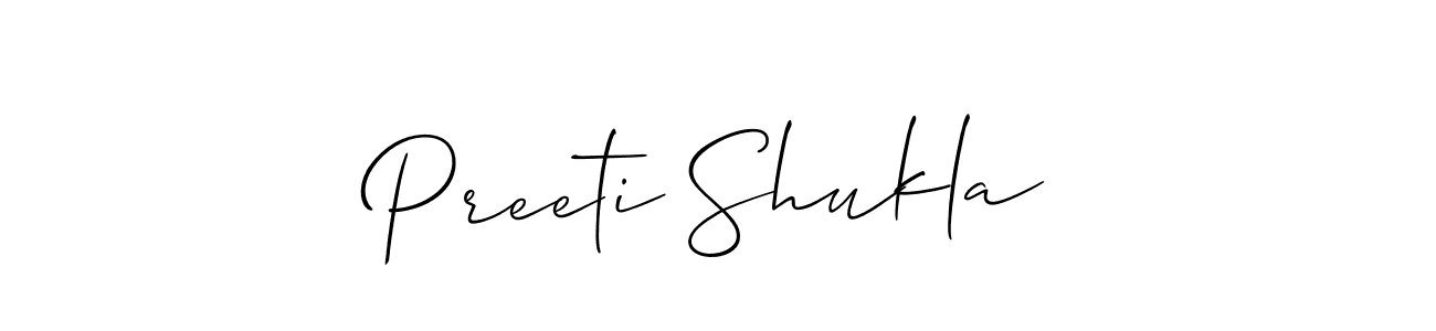 How to make Preeti Shukla name signature. Use Allison_Script style for creating short signs online. This is the latest handwritten sign. Preeti Shukla signature style 2 images and pictures png