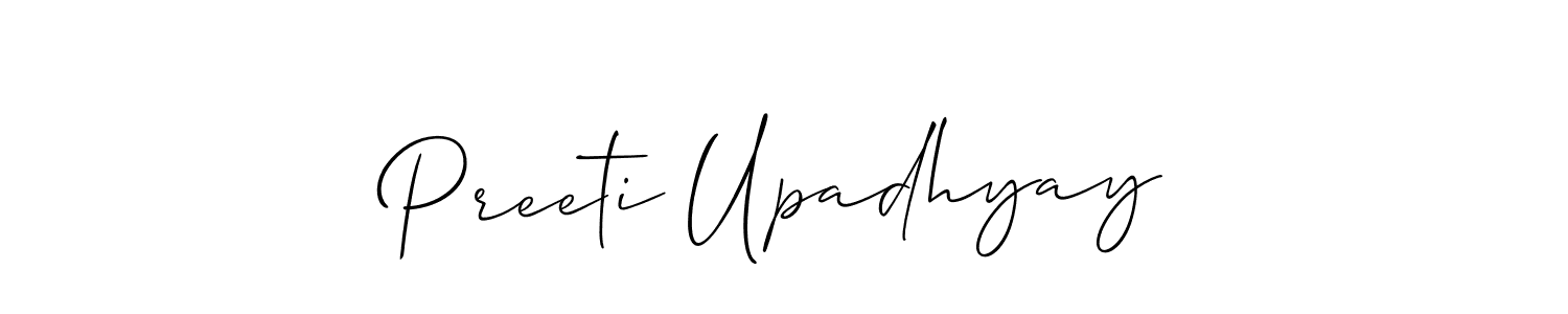 Create a beautiful signature design for name Preeti Upadhyay. With this signature (Allison_Script) fonts, you can make a handwritten signature for free. Preeti Upadhyay signature style 2 images and pictures png