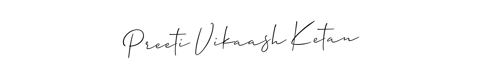 Also we have Preeti Vikaash Ketan name is the best signature style. Create professional handwritten signature collection using Allison_Script autograph style. Preeti Vikaash Ketan signature style 2 images and pictures png