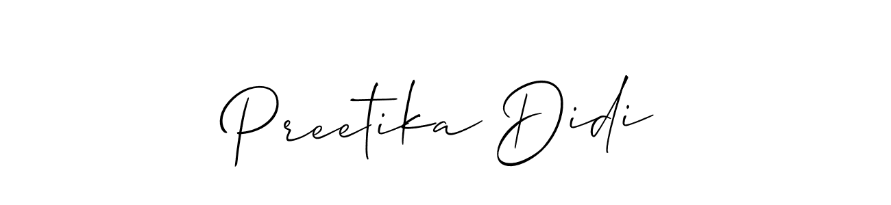 if you are searching for the best signature style for your name Preetika Didi. so please give up your signature search. here we have designed multiple signature styles  using Allison_Script. Preetika Didi signature style 2 images and pictures png