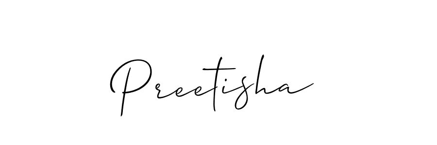 Create a beautiful signature design for name Preetisha. With this signature (Allison_Script) fonts, you can make a handwritten signature for free. Preetisha signature style 2 images and pictures png