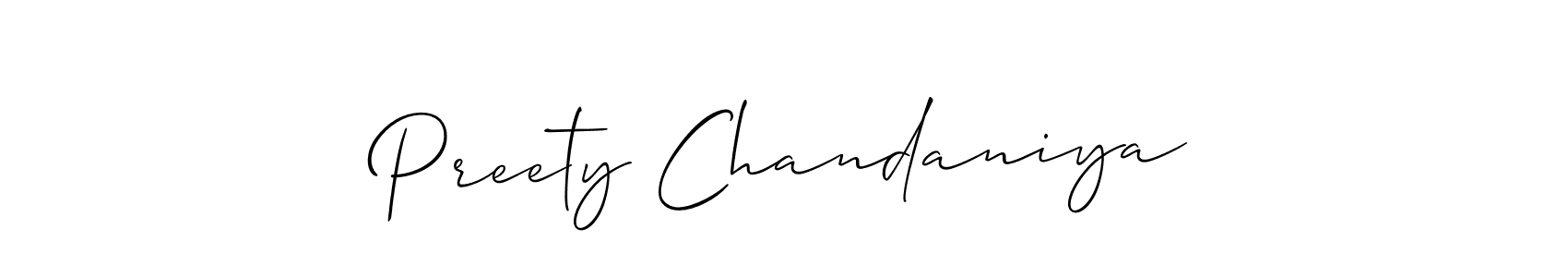 Preety Chandaniya stylish signature style. Best Handwritten Sign (Allison_Script) for my name. Handwritten Signature Collection Ideas for my name Preety Chandaniya. Preety Chandaniya signature style 2 images and pictures png