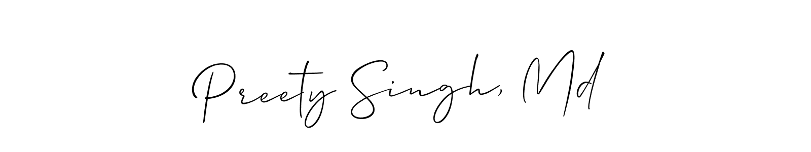 How to make Preety Singh, Md signature? Allison_Script is a professional autograph style. Create handwritten signature for Preety Singh, Md name. Preety Singh, Md signature style 2 images and pictures png