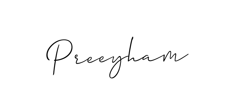 It looks lik you need a new signature style for name Preeyham. Design unique handwritten (Allison_Script) signature with our free signature maker in just a few clicks. Preeyham signature style 2 images and pictures png