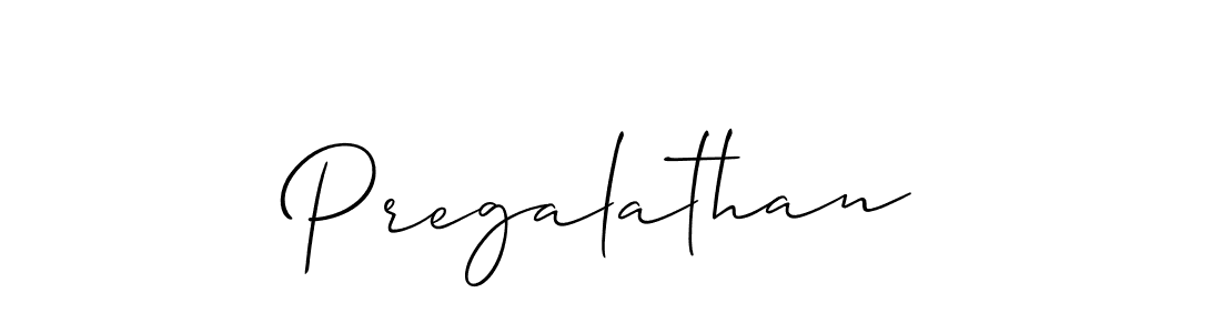 Make a beautiful signature design for name Pregalathan. With this signature (Allison_Script) style, you can create a handwritten signature for free. Pregalathan signature style 2 images and pictures png