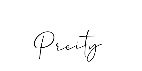 The best way (Allison_Script) to make a short signature is to pick only two or three words in your name. The name Preity include a total of six letters. For converting this name. Preity signature style 2 images and pictures png