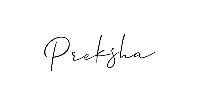 It looks lik you need a new signature style for name Preksha. Design unique handwritten (Allison_Script) signature with our free signature maker in just a few clicks. Preksha signature style 2 images and pictures png