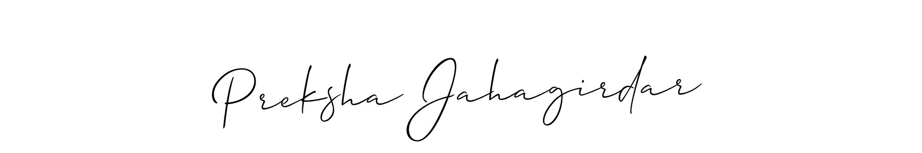 You should practise on your own different ways (Allison_Script) to write your name (Preksha Jahagirdar) in signature. don't let someone else do it for you. Preksha Jahagirdar signature style 2 images and pictures png