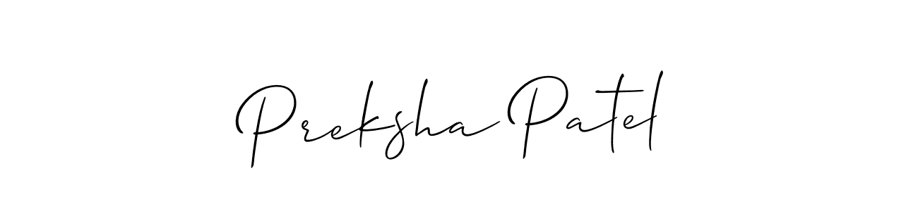 Preksha Patel stylish signature style. Best Handwritten Sign (Allison_Script) for my name. Handwritten Signature Collection Ideas for my name Preksha Patel. Preksha Patel signature style 2 images and pictures png