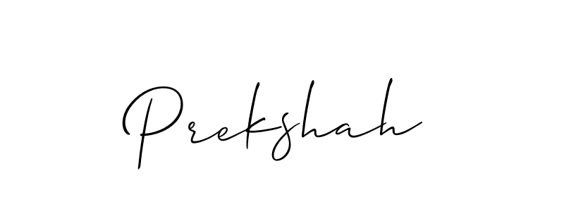 Use a signature maker to create a handwritten signature online. With this signature software, you can design (Allison_Script) your own signature for name Prekshah. Prekshah signature style 2 images and pictures png