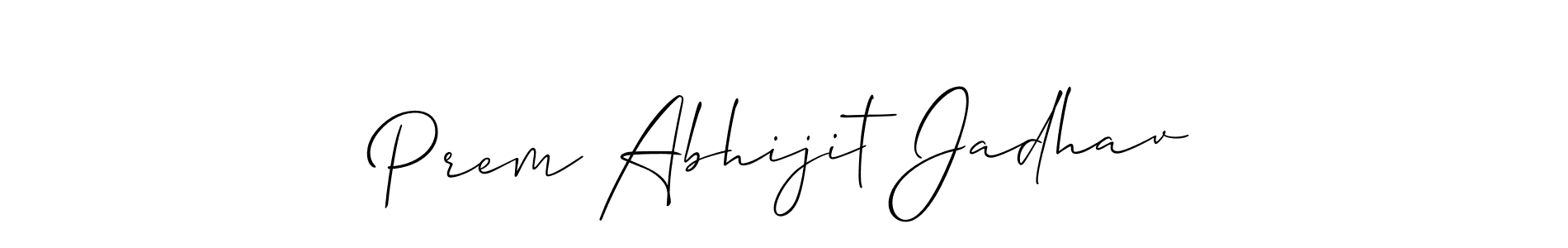 Also You can easily find your signature by using the search form. We will create Prem Abhijit Jadhav name handwritten signature images for you free of cost using Allison_Script sign style. Prem Abhijit Jadhav signature style 2 images and pictures png