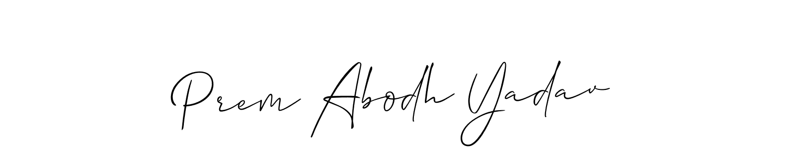 The best way (Allison_Script) to make a short signature is to pick only two or three words in your name. The name Prem Abodh Yadav include a total of six letters. For converting this name. Prem Abodh Yadav signature style 2 images and pictures png