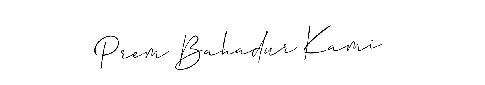 How to make Prem Bahadur Kami signature? Allison_Script is a professional autograph style. Create handwritten signature for Prem Bahadur Kami name. Prem Bahadur Kami signature style 2 images and pictures png