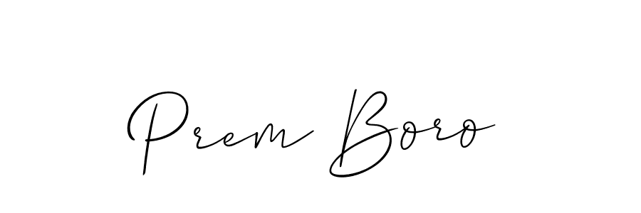 How to make Prem Boro name signature. Use Allison_Script style for creating short signs online. This is the latest handwritten sign. Prem Boro signature style 2 images and pictures png