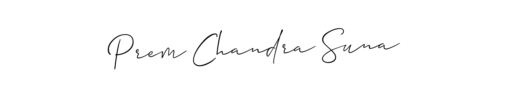 Use a signature maker to create a handwritten signature online. With this signature software, you can design (Allison_Script) your own signature for name Prem Chandra Suna. Prem Chandra Suna signature style 2 images and pictures png