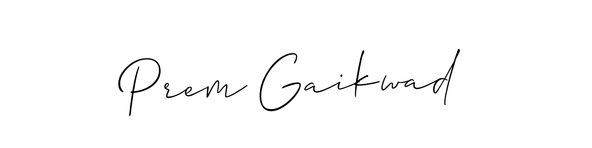 Allison_Script is a professional signature style that is perfect for those who want to add a touch of class to their signature. It is also a great choice for those who want to make their signature more unique. Get Prem Gaikwad name to fancy signature for free. Prem Gaikwad signature style 2 images and pictures png