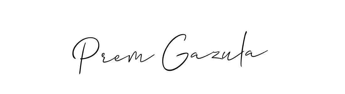 How to make Prem Gazula name signature. Use Allison_Script style for creating short signs online. This is the latest handwritten sign. Prem Gazula signature style 2 images and pictures png