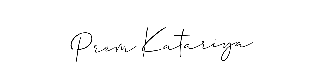 Allison_Script is a professional signature style that is perfect for those who want to add a touch of class to their signature. It is also a great choice for those who want to make their signature more unique. Get Prem Katariya name to fancy signature for free. Prem Katariya signature style 2 images and pictures png