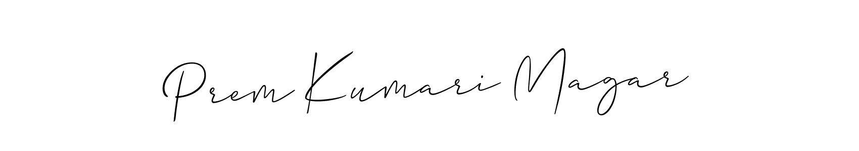You should practise on your own different ways (Allison_Script) to write your name (Prem Kumari Magar) in signature. don't let someone else do it for you. Prem Kumari Magar signature style 2 images and pictures png