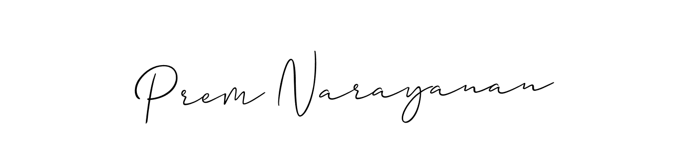 How to make Prem Narayanan name signature. Use Allison_Script style for creating short signs online. This is the latest handwritten sign. Prem Narayanan signature style 2 images and pictures png